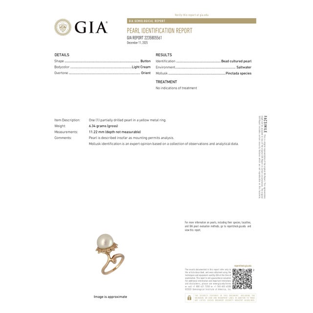 Early 21st Century Gia Certified South Sea Pearl Sunflower Ring in 14k Yellow Gold For Sale - Image 5 of 5