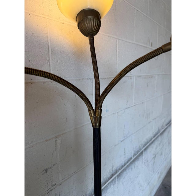 1950s 1950s Mid-Century Modern Metal Floor Lamp With 3 Adjustable Gooseneck Shades For Sale - Image 5 of 10