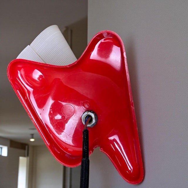 Mid-Century Modern French Red Plastic Adjustable Wall Sconce, 1960s For Sale - Image 11 of 15