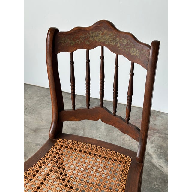 Antique Set of 4 Turned-Spindle Cane Seat Dining Chairs For Sale - Image 17 of 18