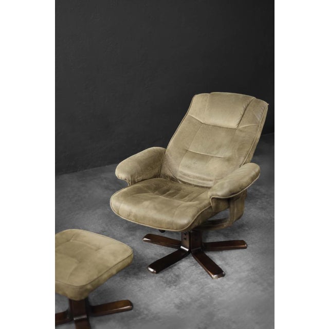 Set of Mid-Century Modern Danish Brown Swivel Chair & Ottoman, 1960s For Sale - Image 11 of 18