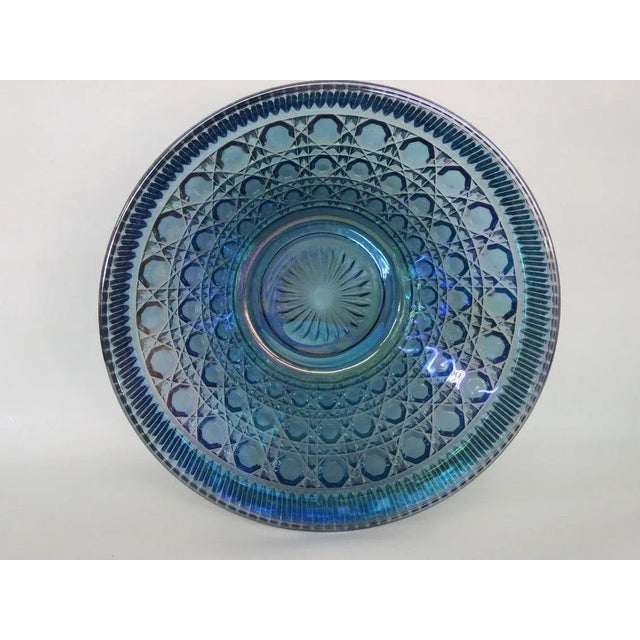 Indiana Carnival Glass Windsor Blue Large Salad Serving Decorative Bowl For Sale - Image 9 of 11