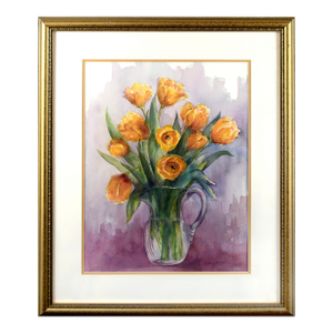 Yellow Tulip Bouquet, Floral Watercolor Still-Life by Nancy Martin