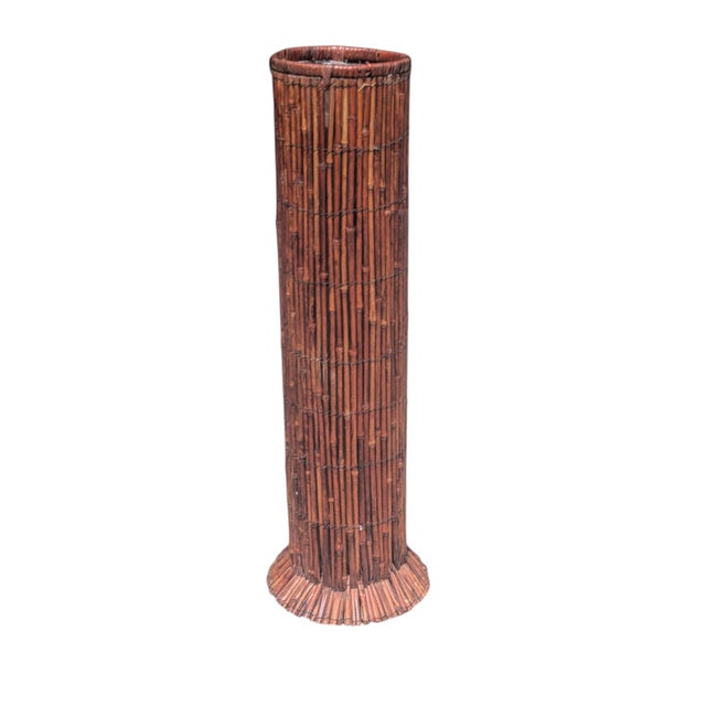 Pillar Plant Stand Holder constructed of Bamboo Rods Meant to hold a potted Fern plant
