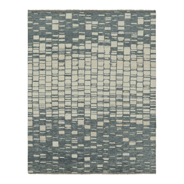 Rug & Kilim’s Contemporary Rug With White and Gray Geometric Patterns For Sale