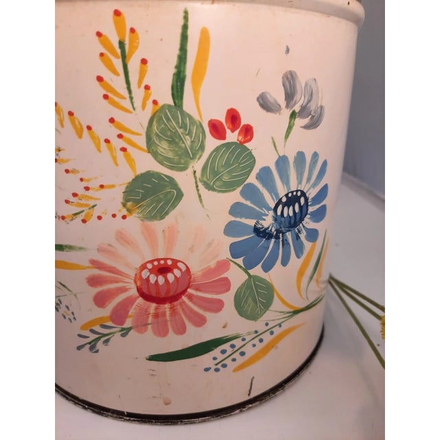 Mid 20th Century Shabby Floral Metal Kitchen Canisters For Sale - Image 5 of 13
