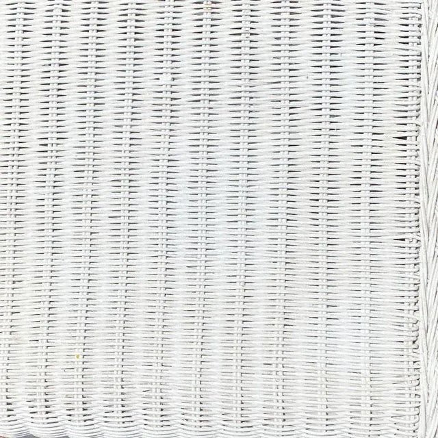 White Campaign Wicker Nightstand or Side Table With Drawer and Brass Hardware For Sale - Image 4 of 7