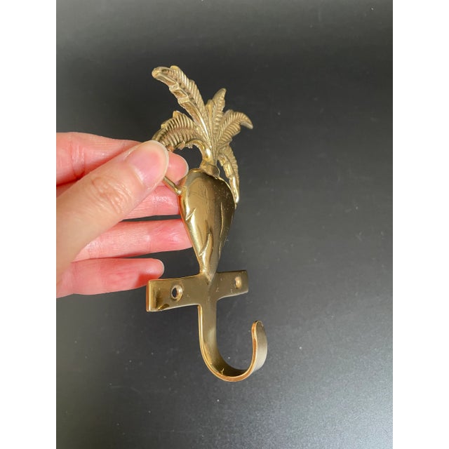 1990s Vintage Solid Brass Radish Garden Plant Wall Hook For Sale - Image 5 of 10