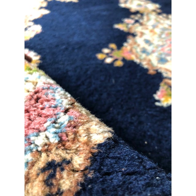 Kerman Blue and Pink Semi Antique Persian Rug For Sale - Image 4 of 6
