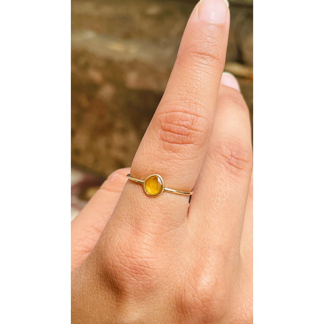 Everyday Wear Yellow Sapphire Midi Ring Size 7 For Sale - Image 4 of 8
