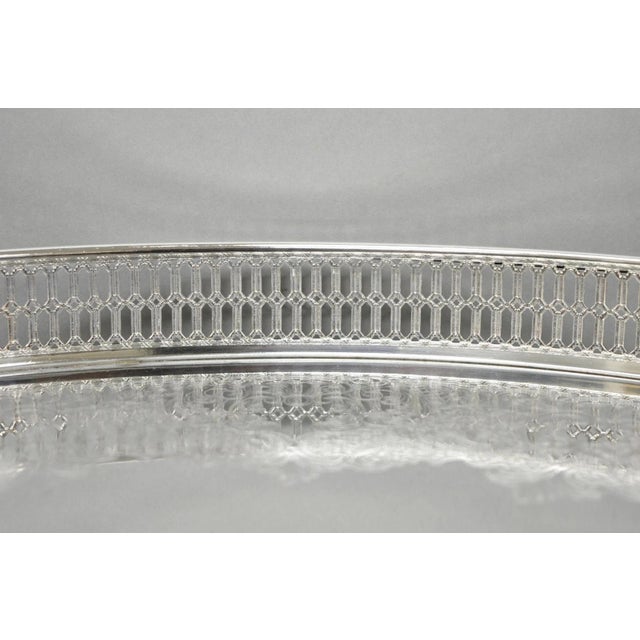 Silver Vintage William Adams Wa Italy Silver Plated Oval Raised Gallery Bar Tray For Sale - Image 8 of 14