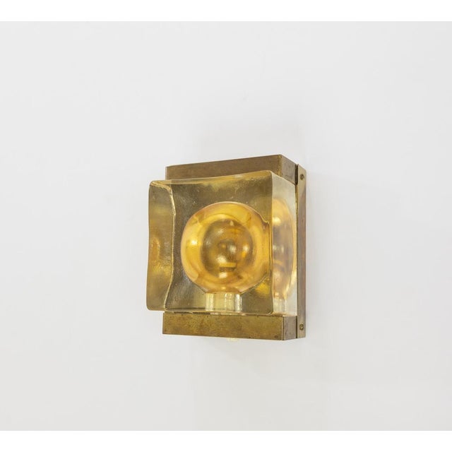 1970s Gold Maritim Glass and Brass Wall Lamp from Vitrika, 1970s For Sale - Image 5 of 8