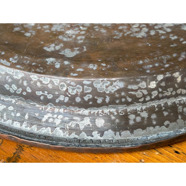 Metal 19th C. Hammered Copper Centerpiece Platter - Artisan + Highly Detailed For Sale - Image 7 of 11