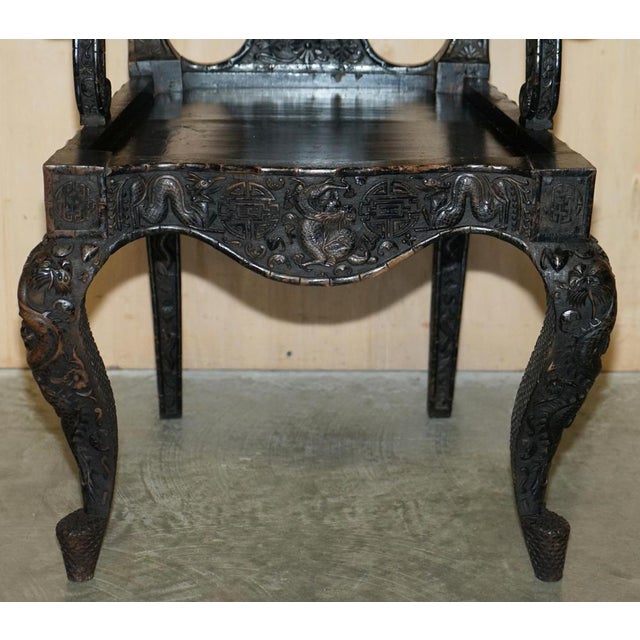 Antique Chinese Dragon Carver Armchair, 1880s For Sale - Image 4 of 18