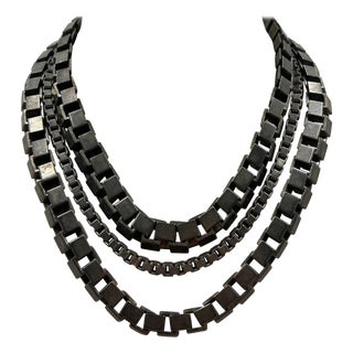 Thierry Mugler Multi-strand Silver-tone Necklace 1980 For Sale