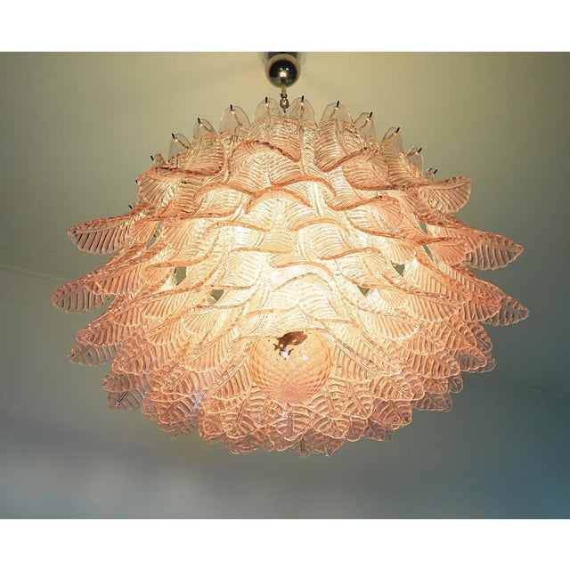 Pink Large Murano Glass Chandelier with 100 Pink Felci Glasses, 1990s For Sale - Image 8 of 17