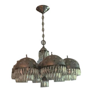 French Silver Style Crystal Orb Pendant Lighting Chandelier For Sale