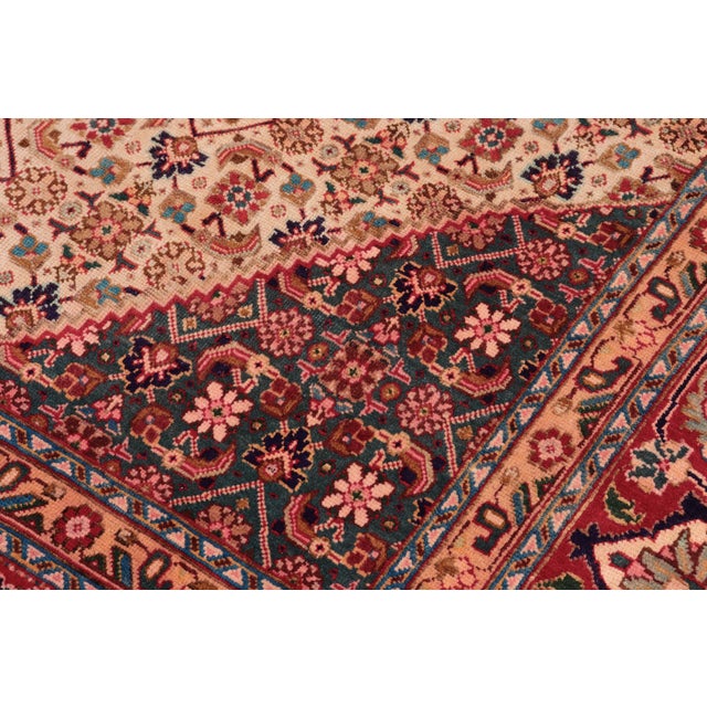 1970s Hand-Knotted Wool Rug 9.11x12.6 Blue & Red Floral Medallion Traditional For Sale In New York - Image 6 of 7