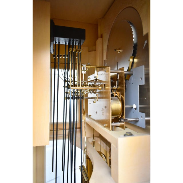 Sligh-Lowry Furniture Co. Vintage Sligh Carved Venetian Style Distressed Whitewash Grandfathers Clock For Sale - Image 4 of 12