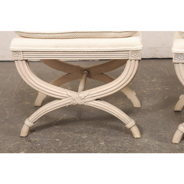 Beige Mid 20th Century French Pair Curule Stools W/ Pillow Top Seat For Sale - Image 8 of 11
