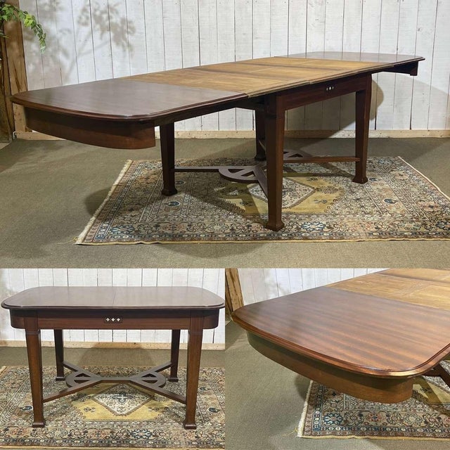 Art Nouveau Mahogany Dining Table in the style of Gustave Serrurier Bovy For Sale - Image 12 of 18
