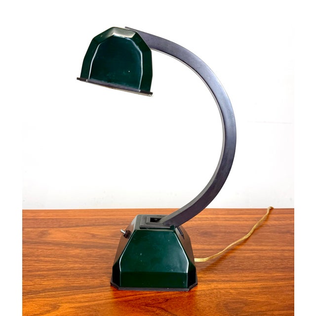 Metal Vintage Art Deco Mid Century Modern Adjustable Desk Banker’s Lamp For Sale - Image 7 of 12