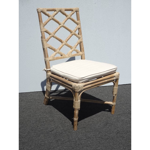 Pair of Vintage Chippendale Bamboo Rattan Side Chairs For Sale - Image 4 of 17