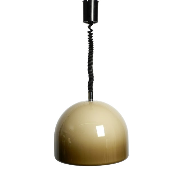 Space Age Pulley Pendant Lamp with Brown Plastic Lampshade by Staff for Staff Leuchten, 1960s For Sale