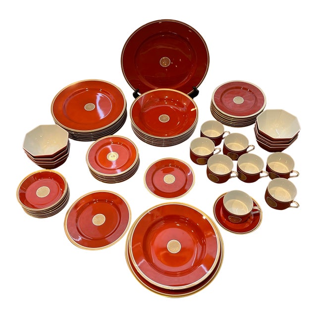 Fitz and Floyd Medaillon d'Or Terra Cotta Dinner Service for 8 - 57 Pieces For Sale