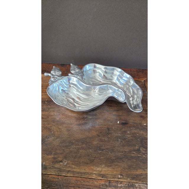 2000 - 2009 Arthur Court Double Pepper-Form Aluminum Divided Serving Dish, New in Box For Sale - Image 5 of 13