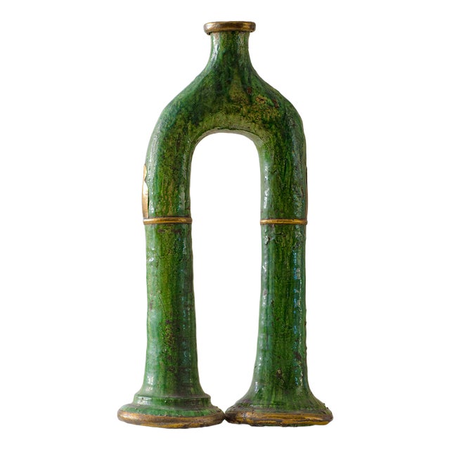 Handcrafted Sculpture with Tamegroutes Green Glaze by Azele Studio For Sale