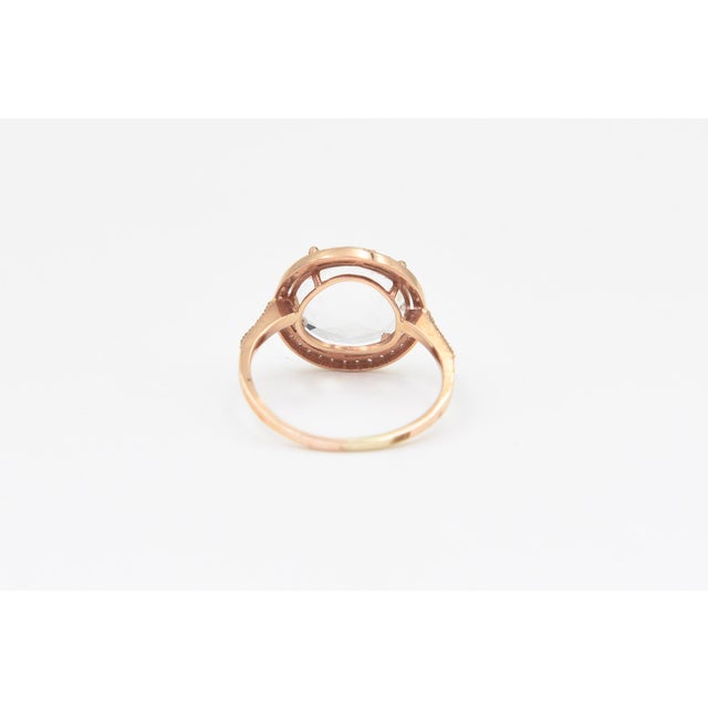 Suzanne Kalan Couture 14k Rose Gold White Topaz and Diamond Halo Ring, Size 8.5 For Sale - Image 11 of 13