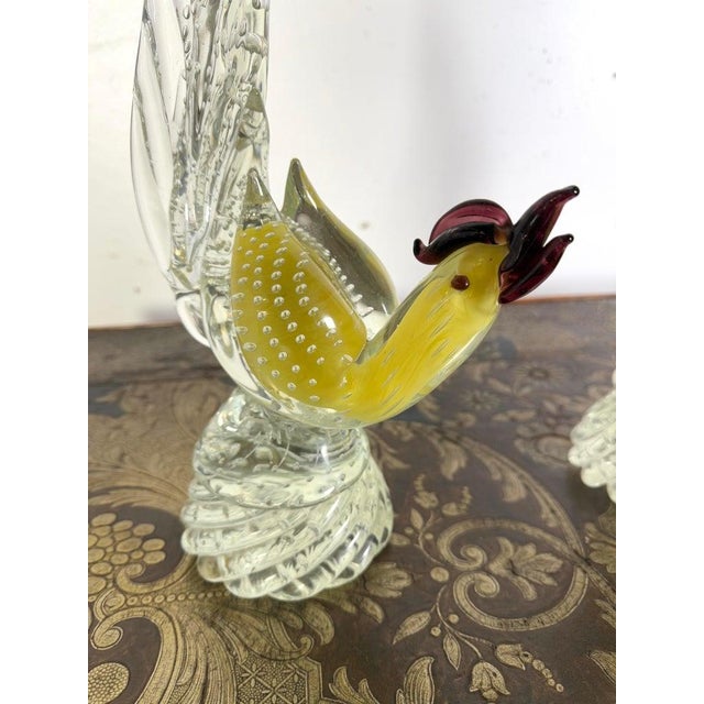 Murano Pair of Italian Murano Roosters C. 1930's For Sale - Image 4 of 12