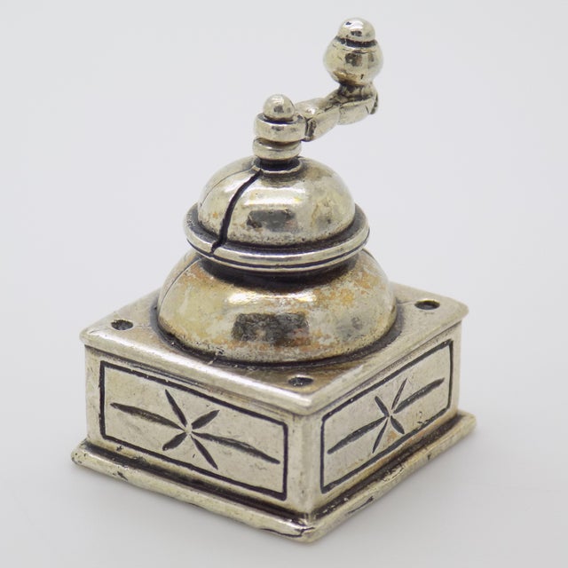 1980s Vintage Italian Handmade Genuine Silver Grinder Rare Dollhouse Miniature For Sale - Image 5 of 8