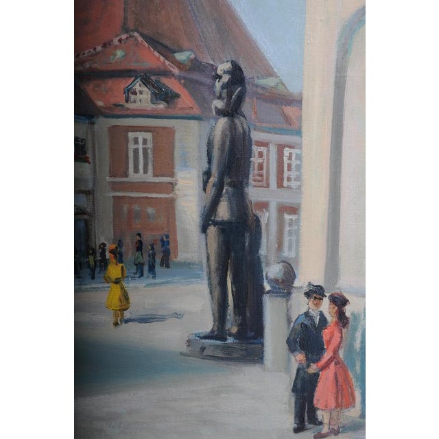 Blue I. Wiehmann, Elector's Palace & St. Catherine's Church in Brandenburg, Oil Painting For Sale - Image 8 of 18