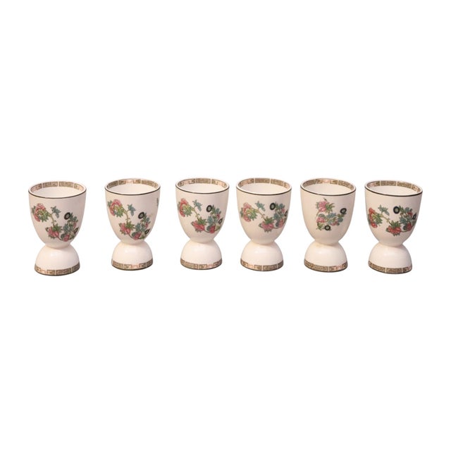English 1960's English Porcelain Double Egg Cups, Set of 6 For Sale - Image 3 of 6