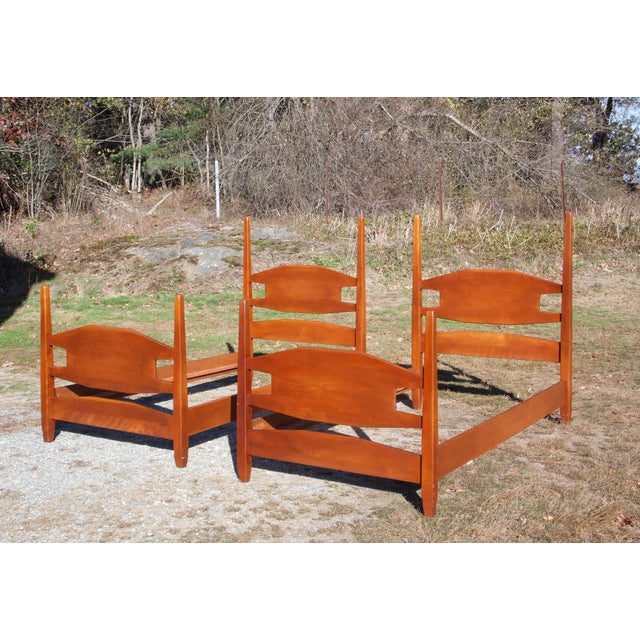 Vintage Pair Twin Size Solid Maple Poster Beds Single Bed Frames Chairish