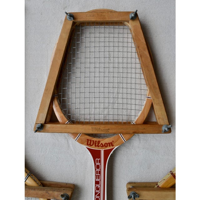 Mid 20th Century Wilson Wooden Tennis Racquets With Presses - Set of 3 - For Sale - Image 9 of 16