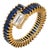 Contemporary Diamond Sapphire 18k Yellow Gold Bypass Ring, Size 6.75 For Sale