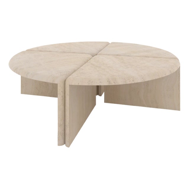 Lily Round Coffee Table in Honed Unfilled Navona Travertine by Fred&Juul For Sale