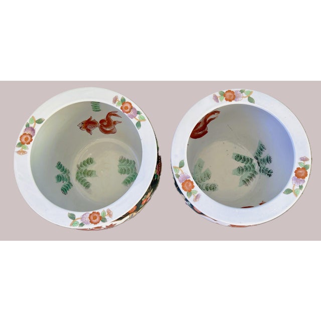 Chinoiserie 1970s Porcelain Fishbowl Planters - A Pair For Sale - Image 3 of 10
