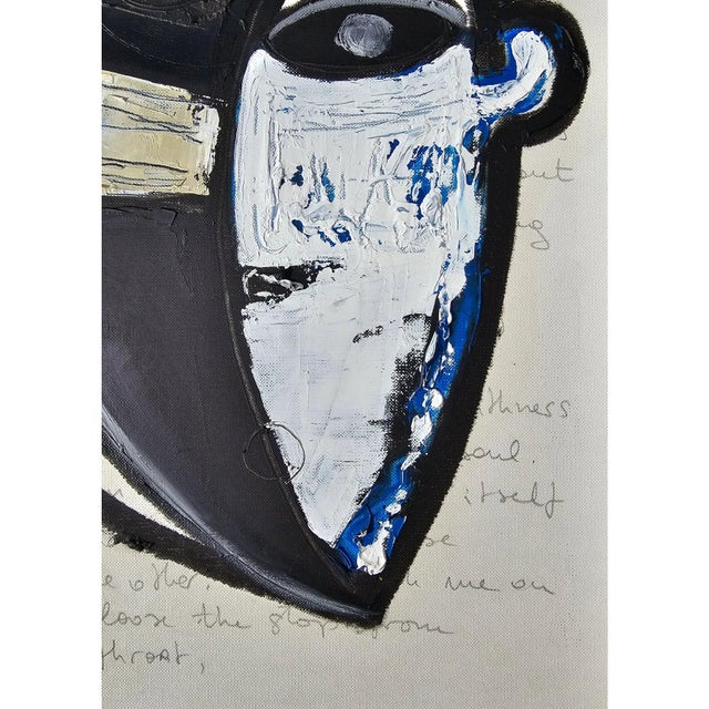 One-of-a-Kind Abstract Figurative Original Oil Painting 'African Mask' in the Style of Pablo Picasso For Sale - Image 4 of 9