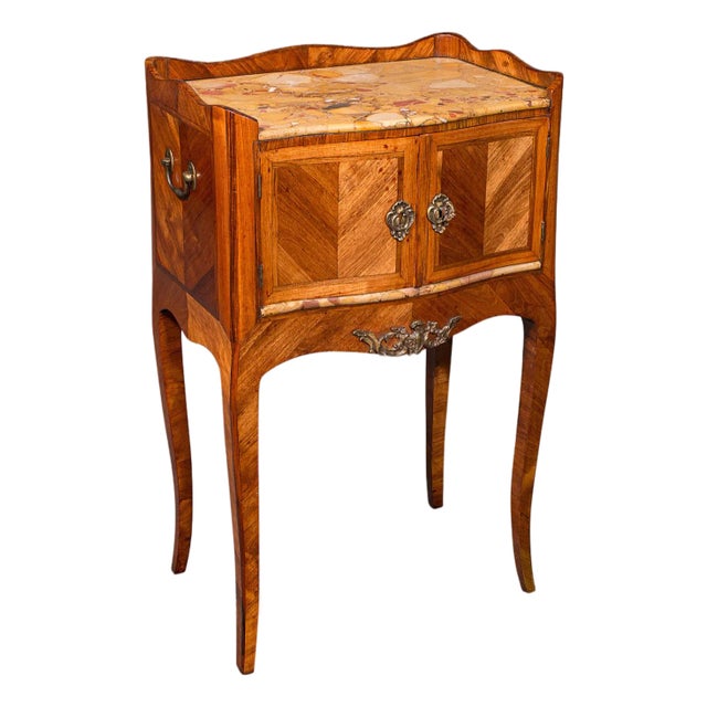 Antique Side Table, Italian, Kingwood, Marble, Bedside Nightstand, Victorian For Sale