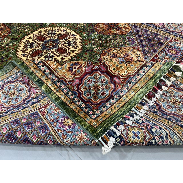 Green Mamluk Natural Dye Wool Rug, 5'2" X 6'11" For Sale - Image 14 of 15