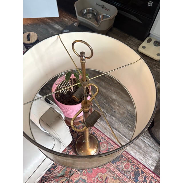 1970s Vintage Frederick Cooper Brass Floor Lamp With Original Green Shade For Sale - Image 5 of 5