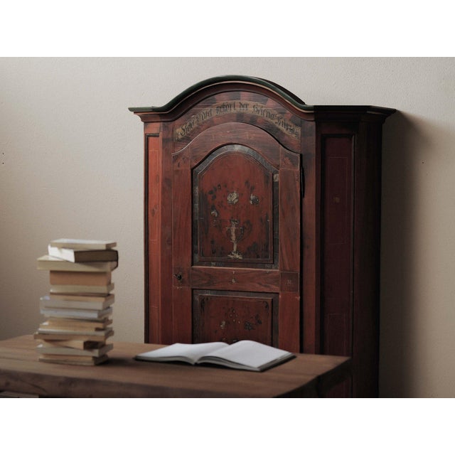 Rustic Antique Painted Bavarian Pine Wardrobe, 19th Century For Sale - Image 3 of 18