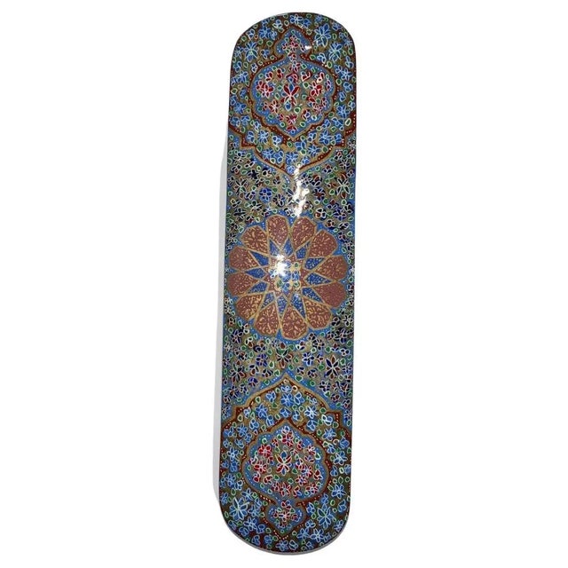 Sky Blue Vintage Handmade Persian Khatam Sliding Pen Case For Sale - Image 8 of 8