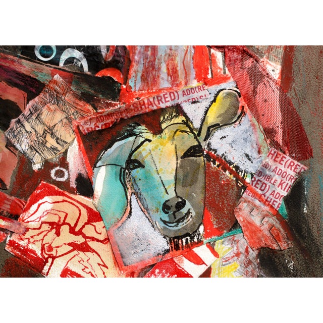 Karen Druker Red Goat Collage circa 2010 For Sale - Image 4 of 9