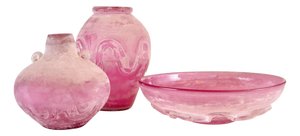 A Ruby Scavo Vases and Bowl by Livio Seguso for Bisazza, 1990, Set of 3