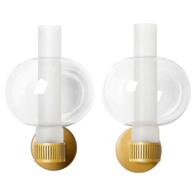 1950s Scandinavian Modern Wall Lamps in Glass, Lacquer and Metal, 1950s, Set of 2 For Sale - Image 5 of 5